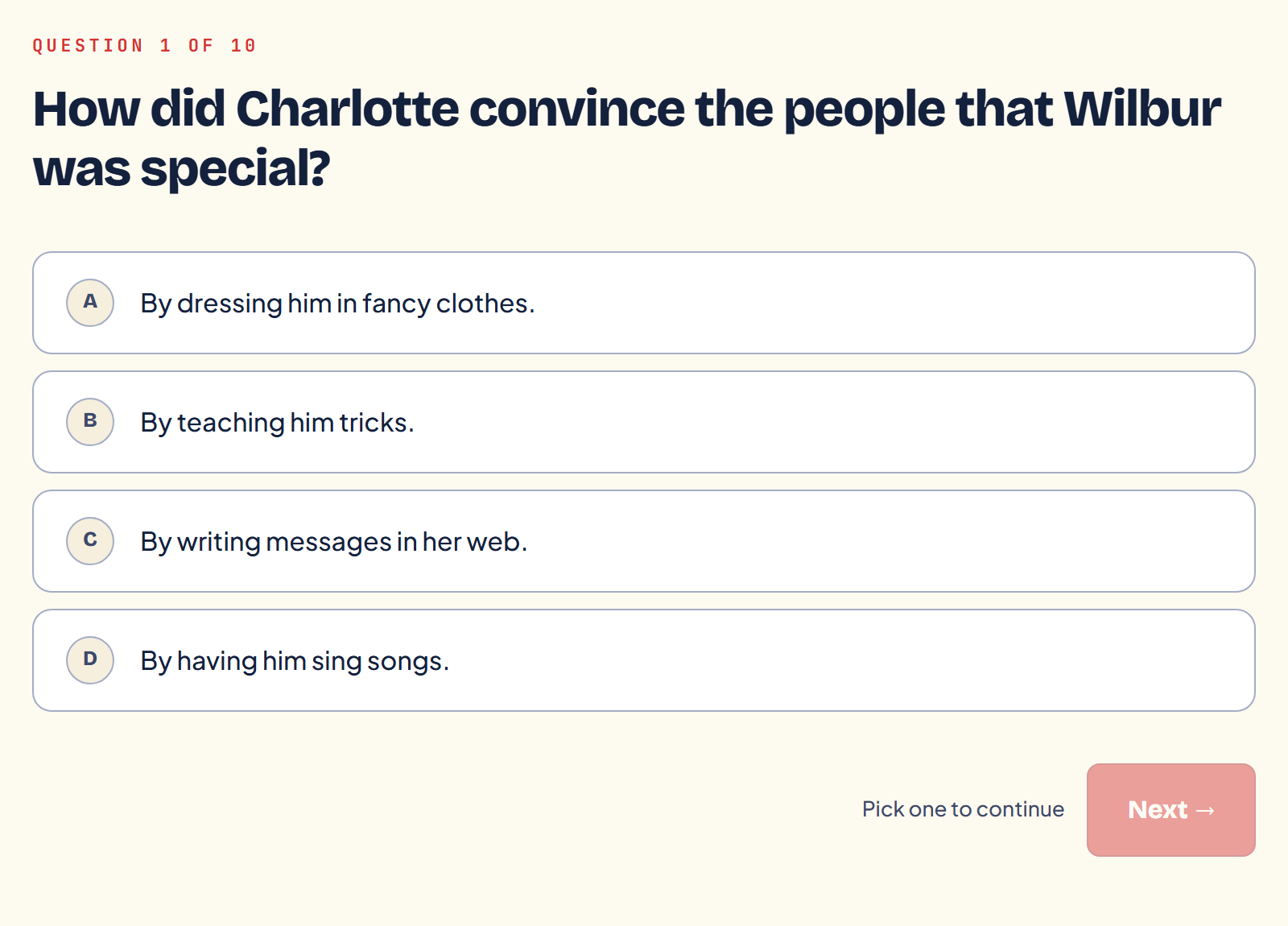 A PageUp quiz question